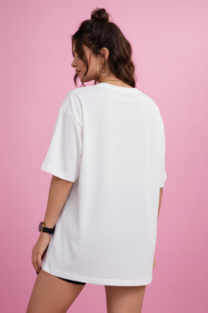 BEFALTU “DRIP” Minimal Street Style Oversized white T-Shirt for Women