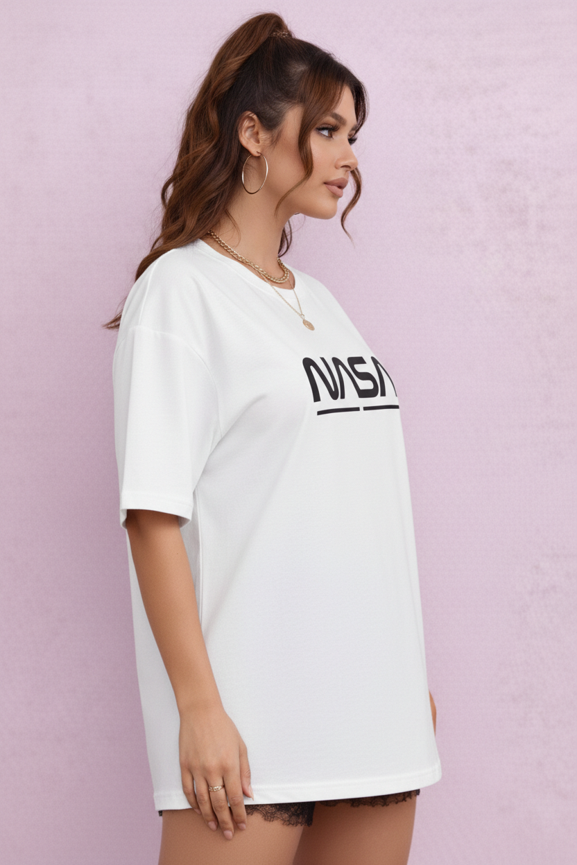 BEFALTU “Space Minimal” Oversized  WHITE  T-Shirt for Women