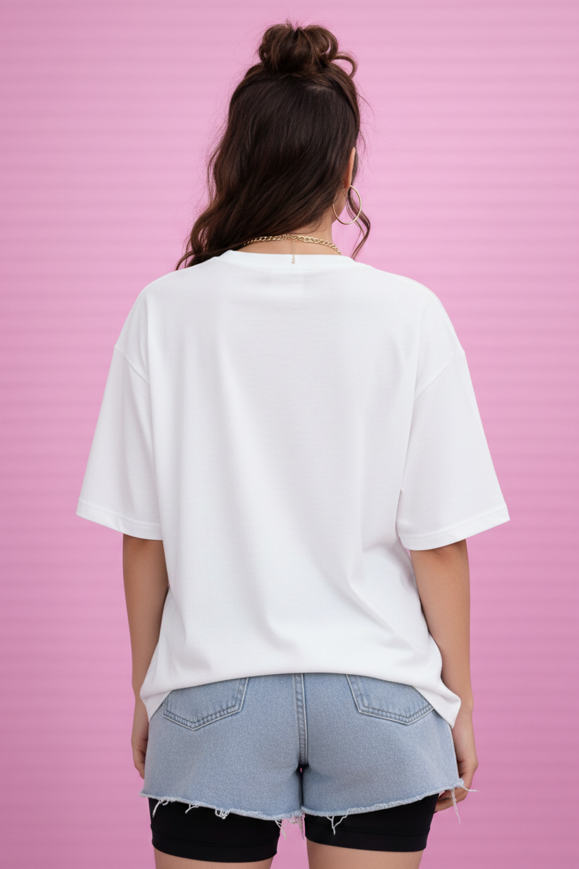 BEFALTU “Paris Cityscape” Oversized WHITE T-Shirt for Women