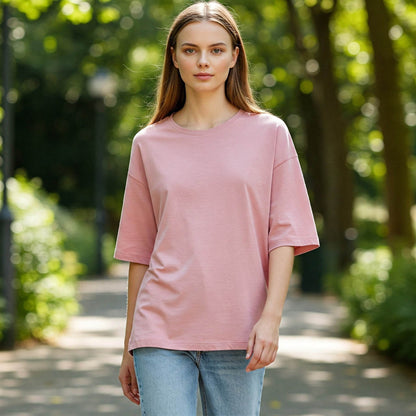 BEFALTU Women's Comfort Fit Oversized Red T-Shirt - Befaltu