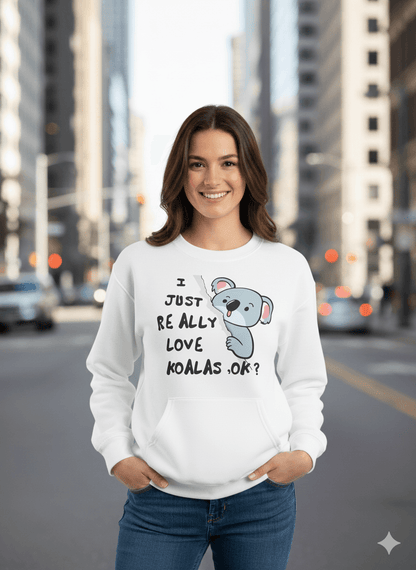 White Women's Hooded Sweatshirt (Graphic Print) - Befaltu (Real Love Koala Edition) - Befaltu