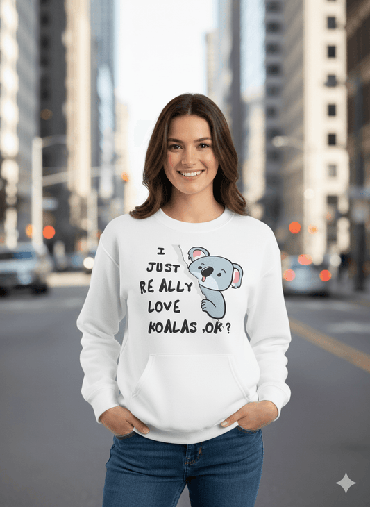 White Women's Hooded Sweatshirt (Graphic Print) - Befaltu (Real Love Koala Edition) - Befaltu