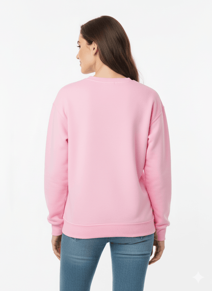Pink Oversized Fit Crew-Neck Sweatshirt (Kangaroo Pocket) - Befaltu (Bubblegum Comfort Sweatshirt) - Befaltu