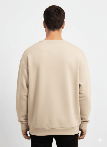 Beige Men's Oversized Fit Crew-Neck Sweatshirt (Plain) - Befaltu (Essential Comfort Sweatshirt) - Befaltu