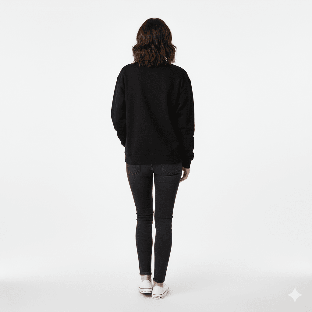 Black Oversized Fit Crew-Neck Sweatshirt (Plain) - Befaltu (Essential Comfort Sweatshirt) - Befaltu
