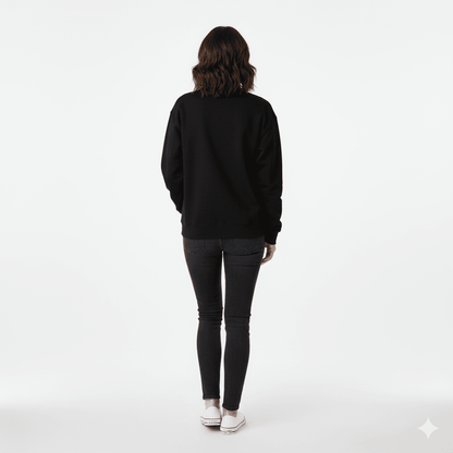 Black Oversized Fit Crew-Neck Sweatshirt (Plain) - Befaltu (Essential Comfort Sweatshirt) - Befaltu