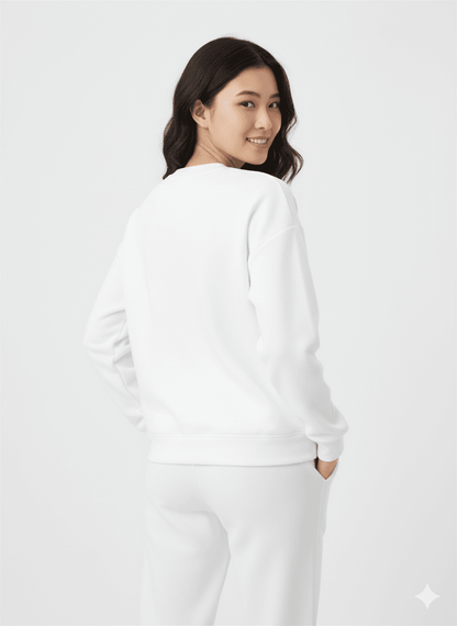 White Crew-Neck Sweatshirt ('Positive' Graphic) - Befaltu (Positive Vibes Sweatshirt) - Befaltu