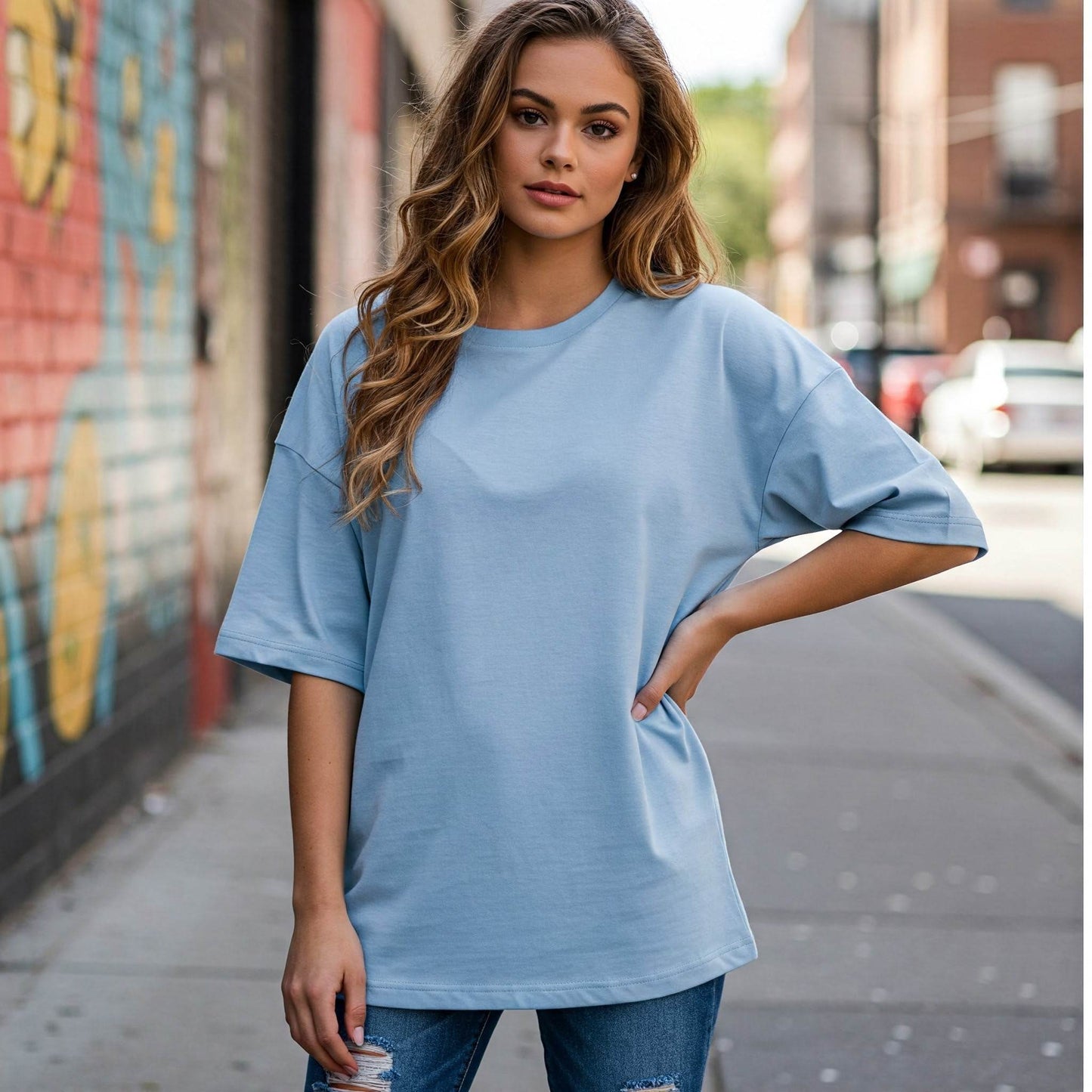 BEFALTU Women's Comfort Fit Oversized Red T-Shirt - Befaltu