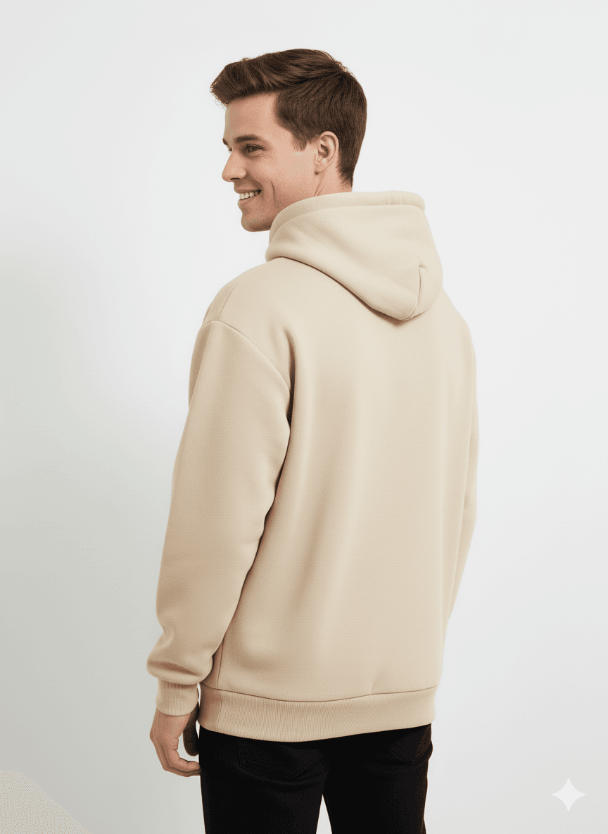 Beige Men's Oversized Fit Hoodie (Plain) - Befaltu (Essential Comfort Hoodie) - Befaltu