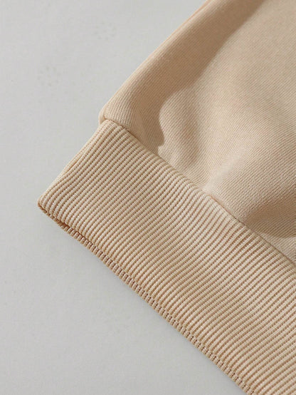 Beige Men's Oversized Fit Crew-Neck Sweatshirt (Plain) - Befaltu (Essential Comfort Sweatshirt) - Befaltu