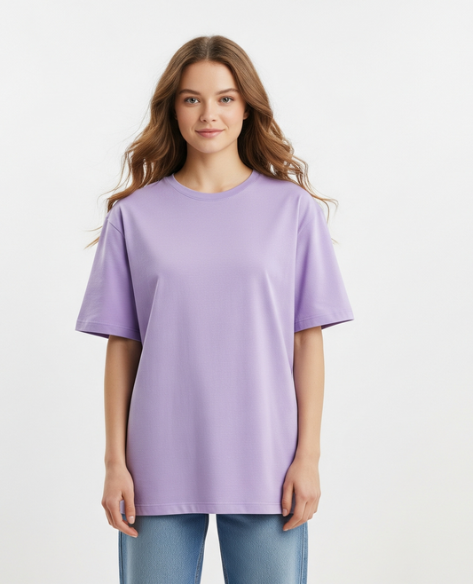 Lavender Women's Oversized Fit Crew-Neck T-Shirt - Essential Comfort Tee