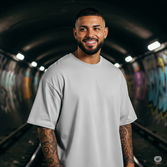 White Men's Oversized Fit Crew-Neck T-Shirt (Plain) - Befaltu (Essential Comfort Tee)