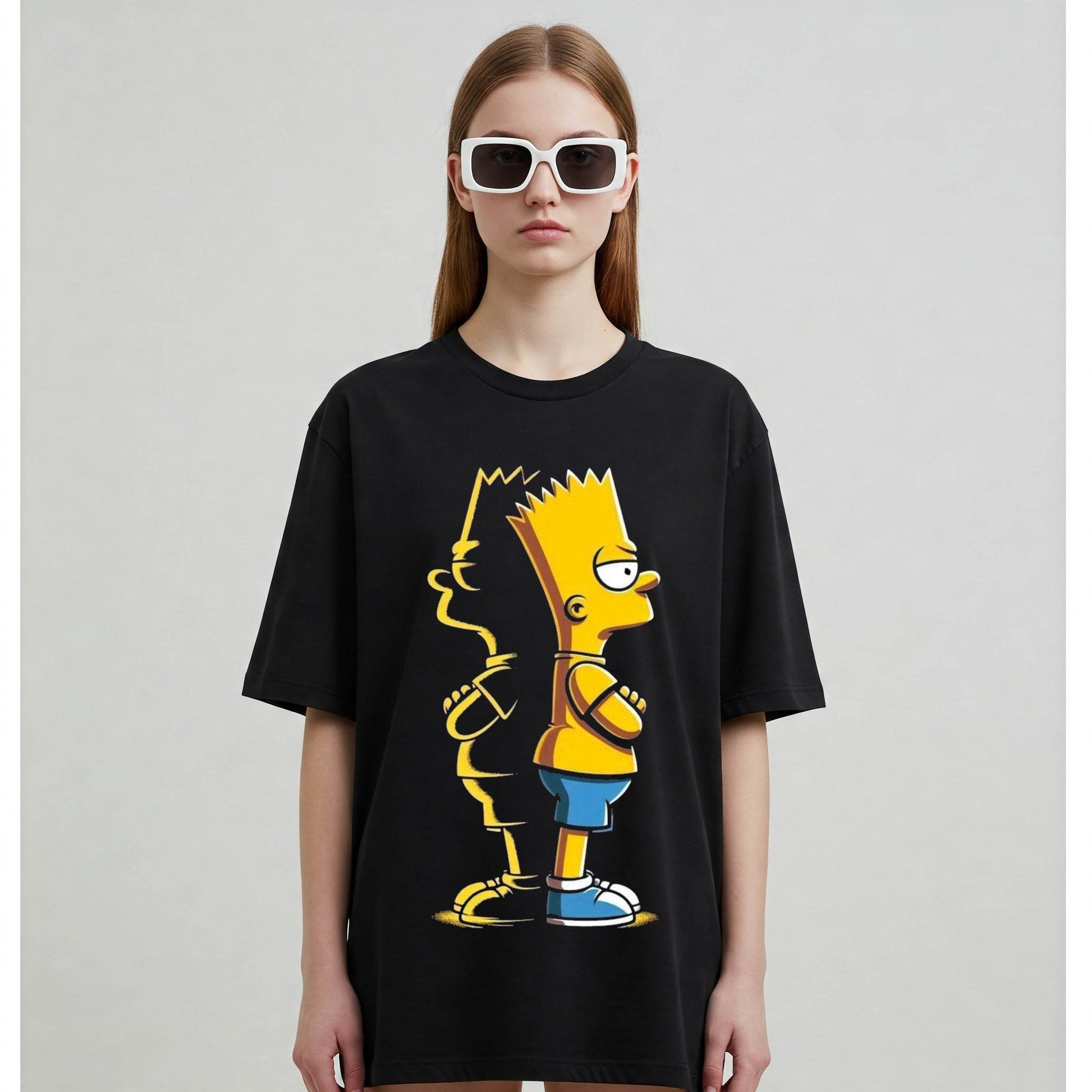 Bart Simpson Women's T-shirt | Black Cartoon Tee | Befaltu - Befaltu
