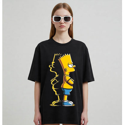 Bart Simpson Women's T-shirt | Black Cartoon Tee | Befaltu - Befaltu