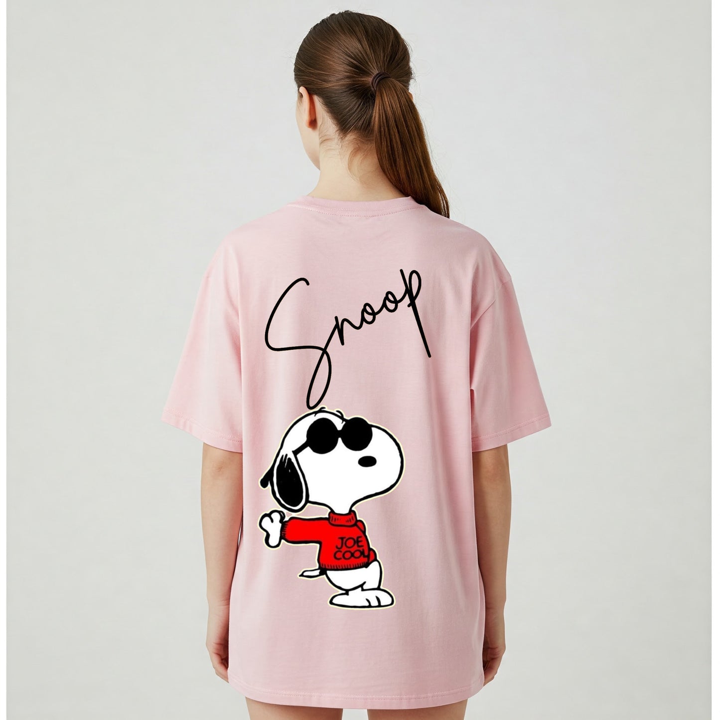 Beige Panda Face Graphic Oversized T-shirt Dress Befaltu