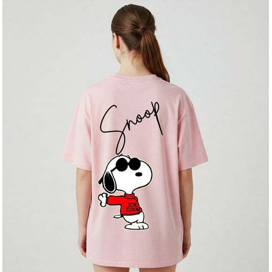 Beige Panda Face Graphic Oversized T-shirt Dress Befaltu