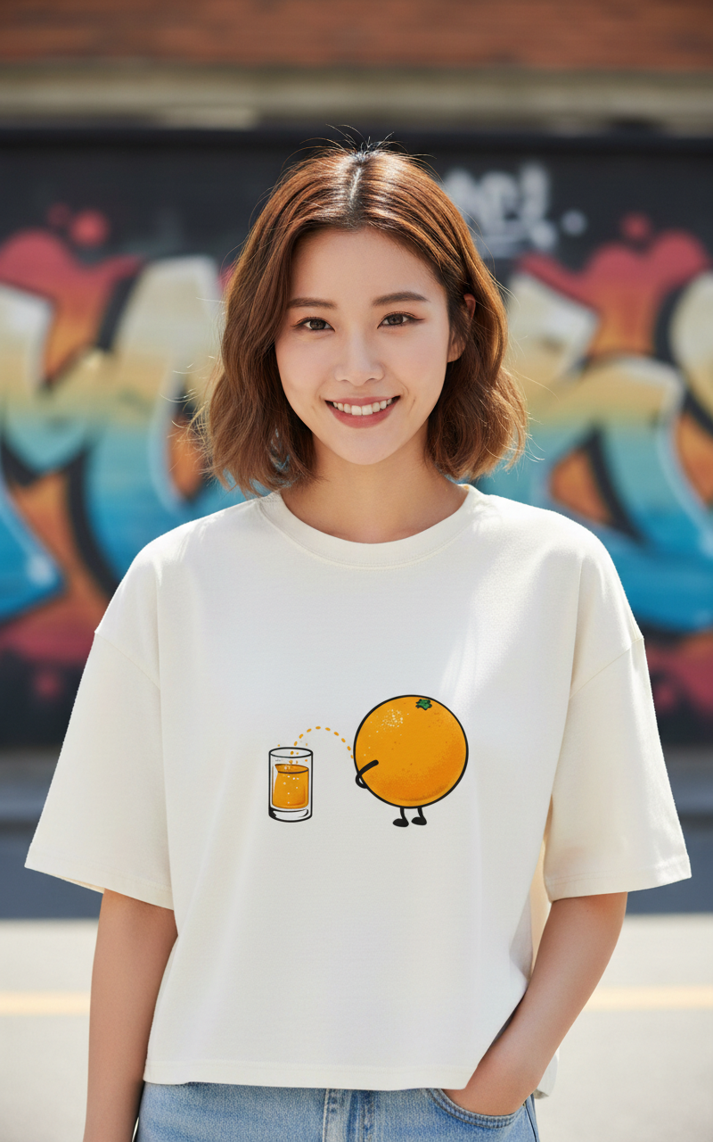 White Women's Oversized Fit Crew-Neck T-Shirt