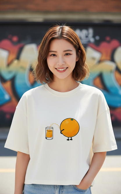 White Women's Oversized Fit Crew-Neck T-Shirt