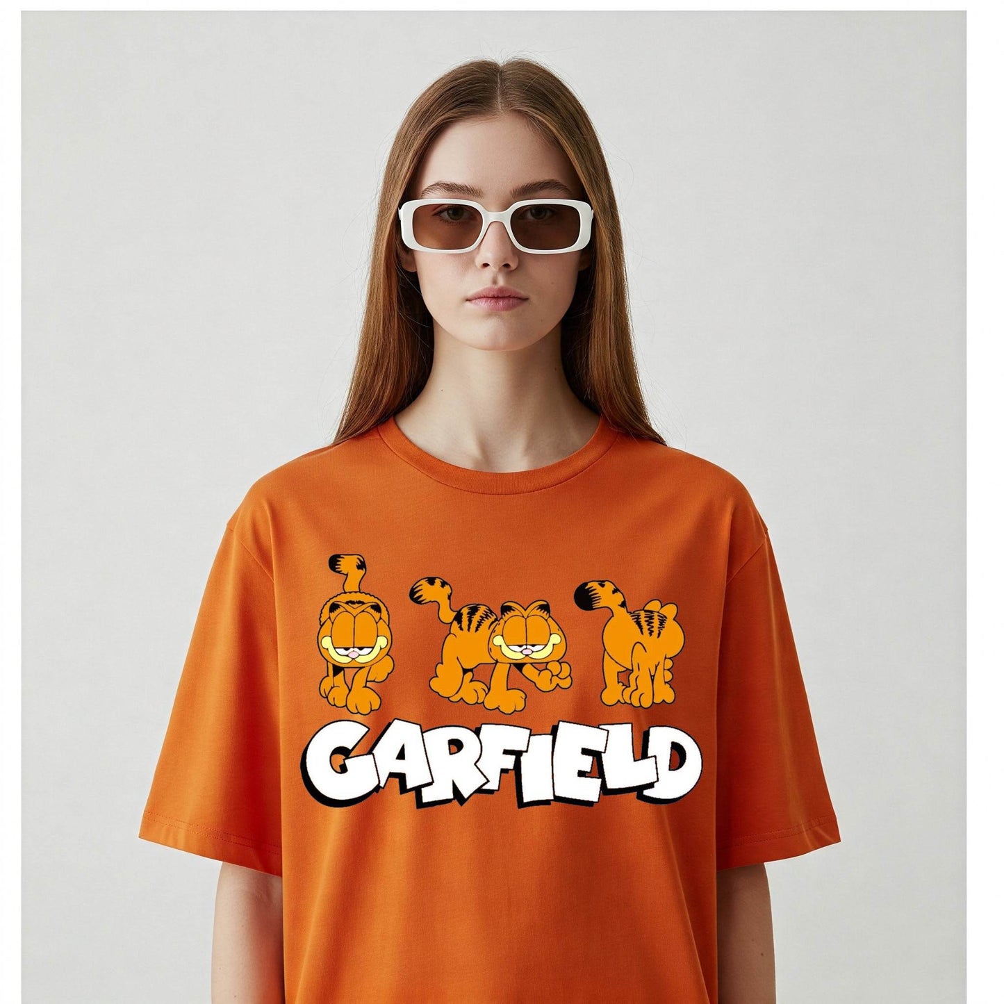 Garfield Women's T-shirt | Orange Cartoon Tee | Befaltu - Befaltu