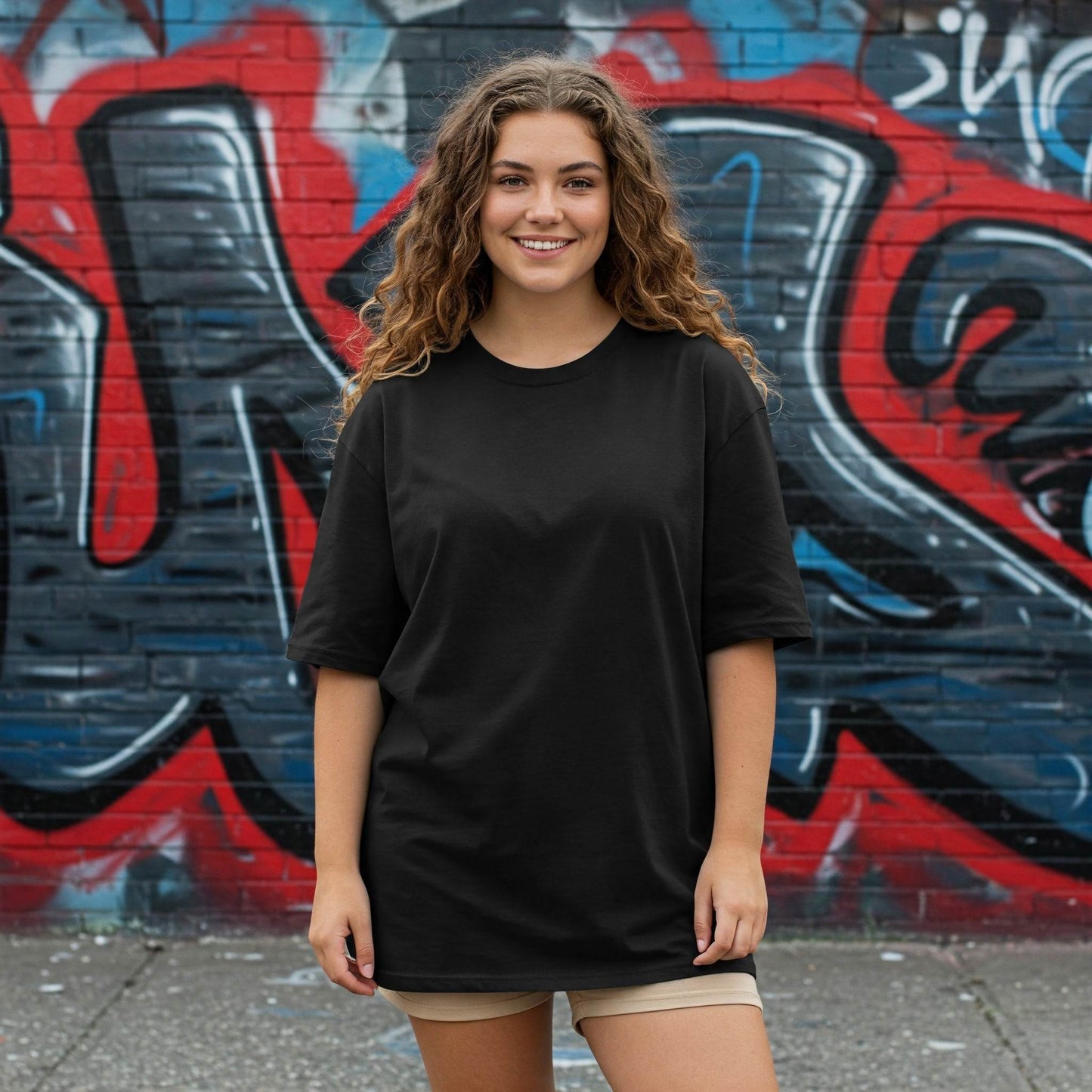 Human Women's Oversized T-shirt | Black Graphic Tee - Befaltu