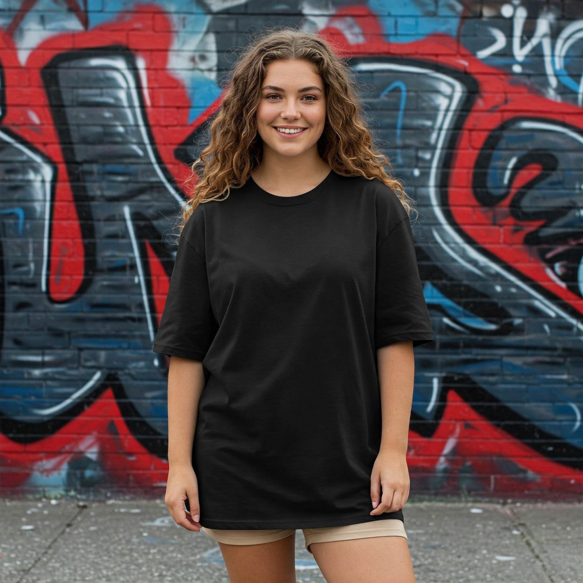 Human Women's Oversized T-shirt | Black Graphic Tee - Befaltu