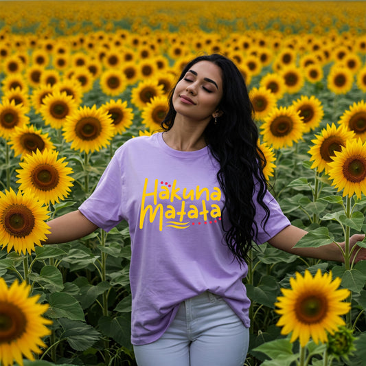 Lilac Hakuna Matata Lion King Graphic Women's Oversized T-shirt Befaltu