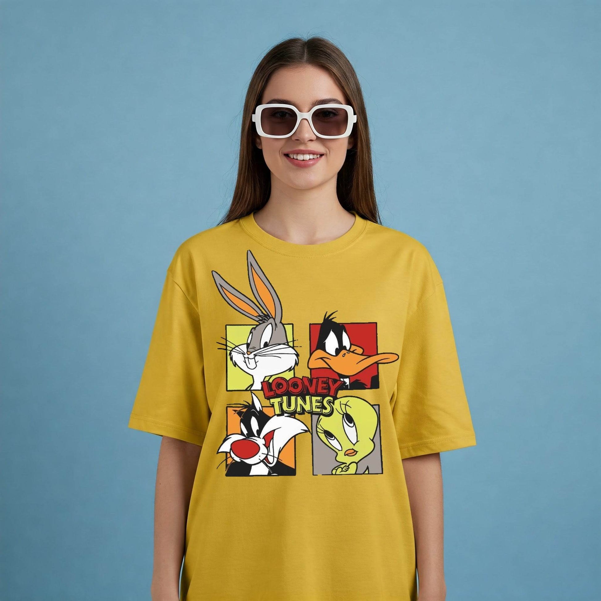 Looney Tunes Women's T-shirt | Yellow Cartoon Tee | Befaltu - Befaltu