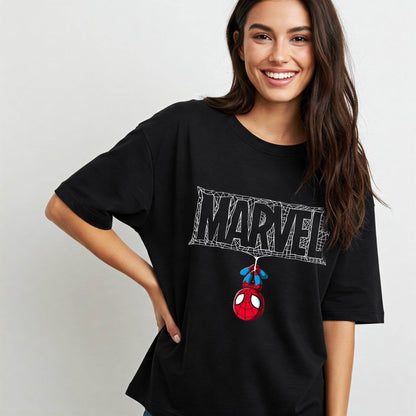 Marvel Spider-Man Women's T-shirt | Black Graphic Tee - Befaltu