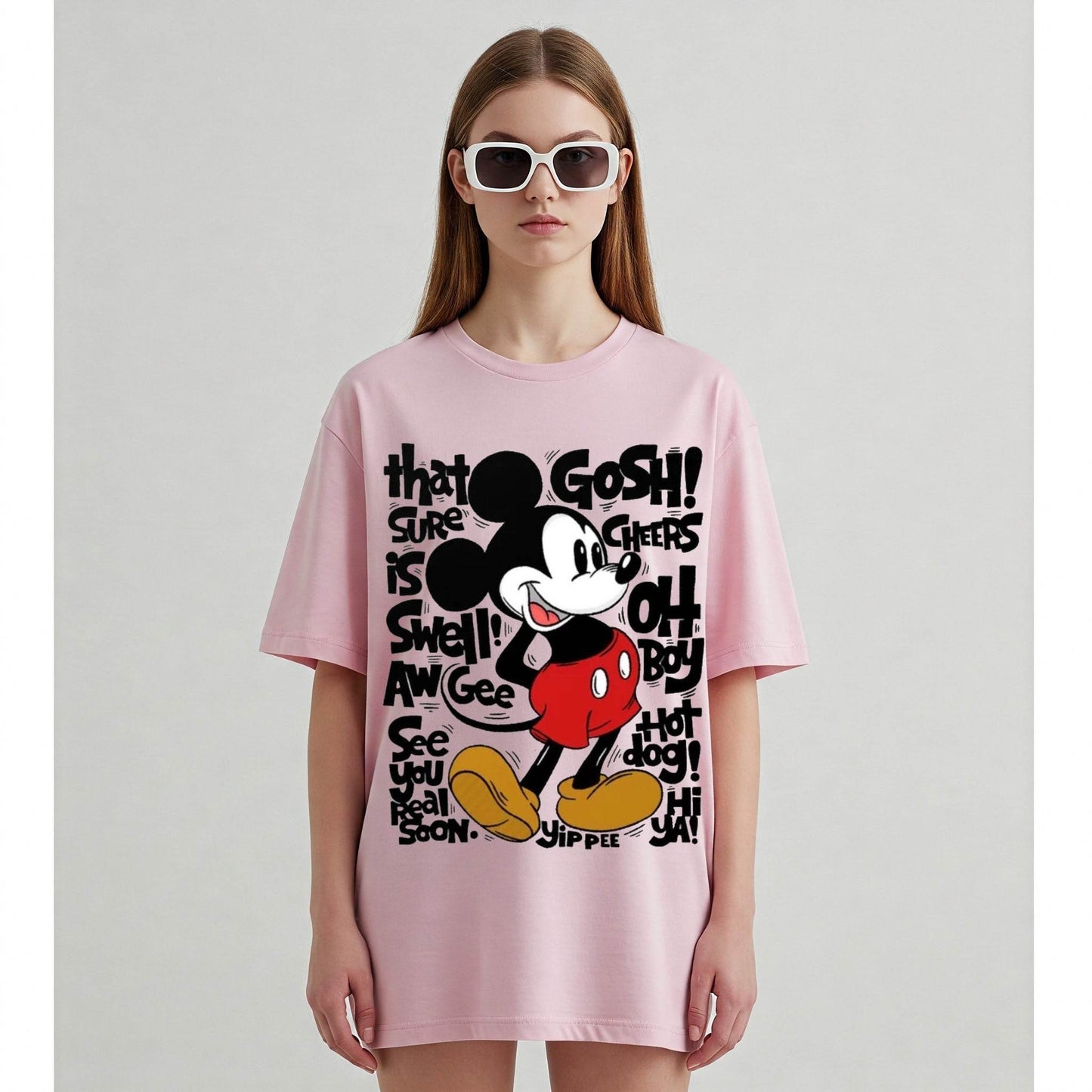 Mickey Mouse Women's T-shirt | Pink Disney Tee - Befaltu