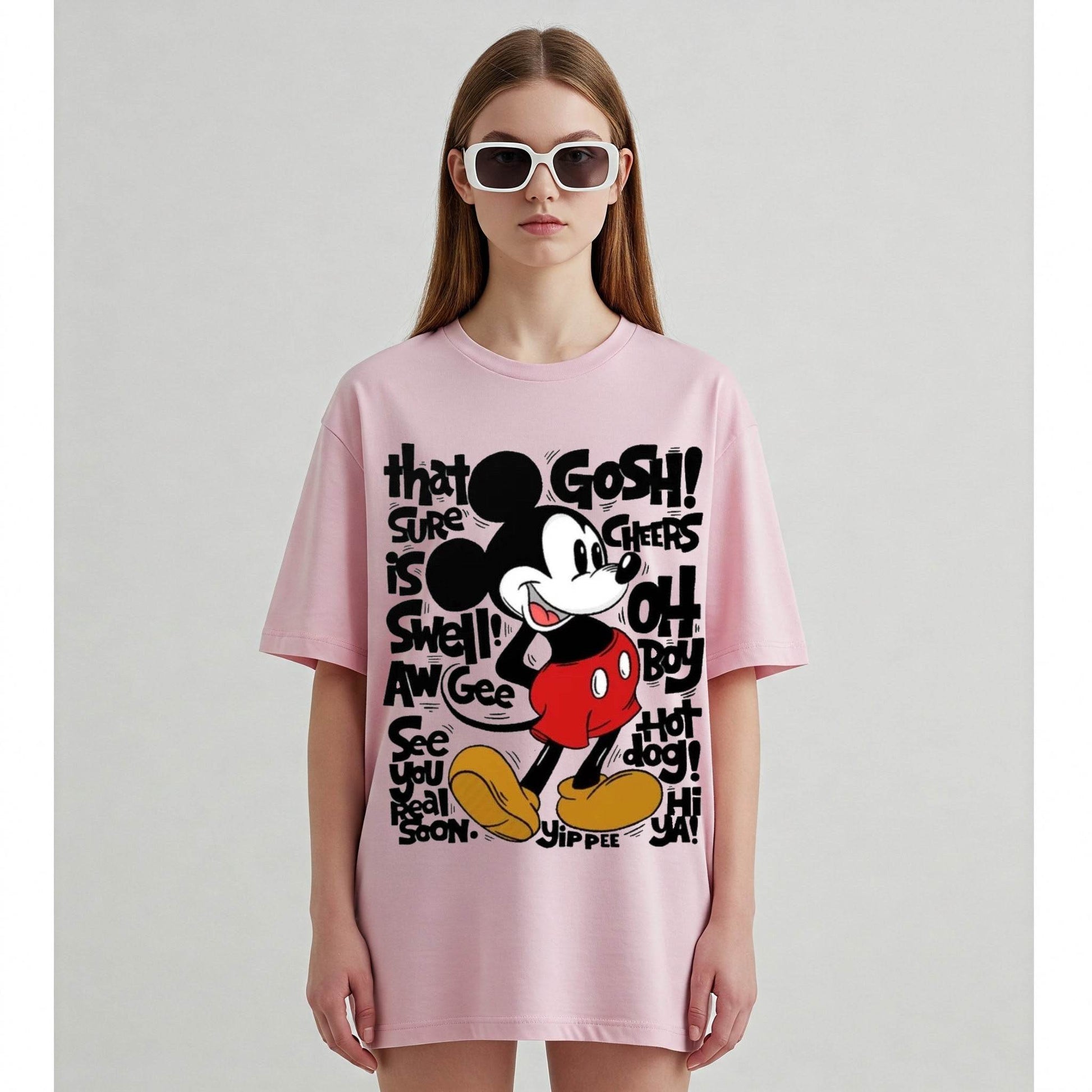 Mickey Mouse Women's T-shirt | Pink Disney Tee - Befaltu