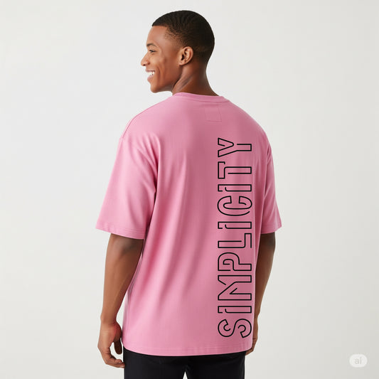 Pink "SIMPLICITY" Graphic Oversized T-shirt - Befaltu (Men's Statement Tee)