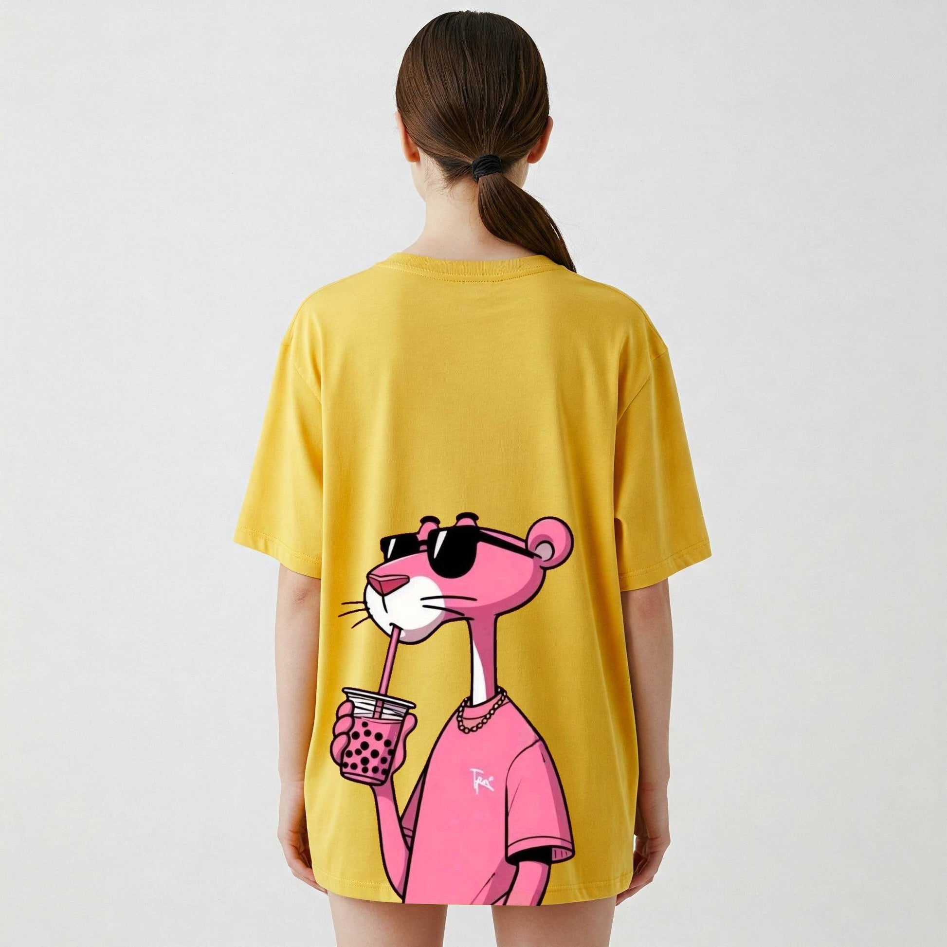 Pink Panther Women's T-shirt | Yellow Graphic Tee - Befaltu