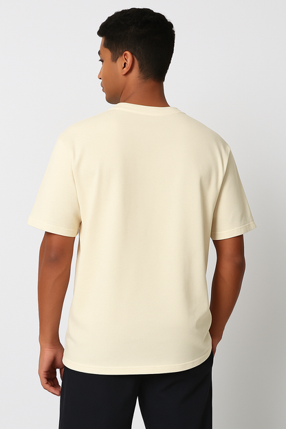Plain Cream Oversized Men's T-shirt | Minimalist Basic Tee | Befaltu