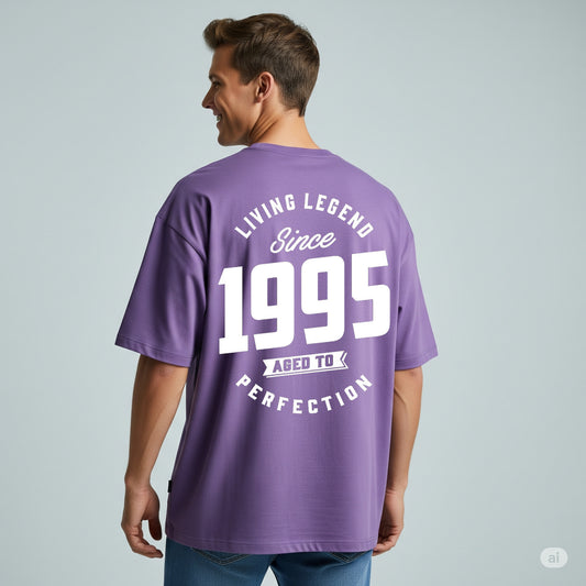 Purple "Living Legend Since 1995" Oversized T-shirt - Befaltu (Men's Printed Tee)