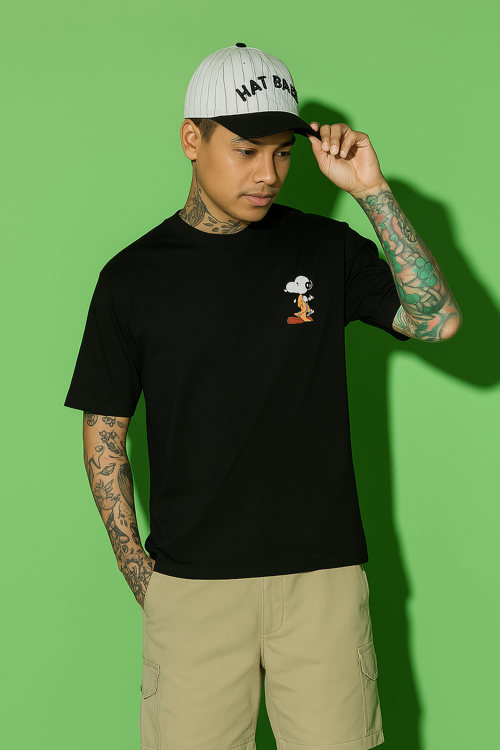 Black Snoopy I Need Space Graphic Men's T-Shirt Befaltu