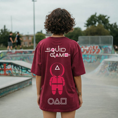 Squid Game Women's T-shirt | Maroon Graphic Tee - Befaltu
