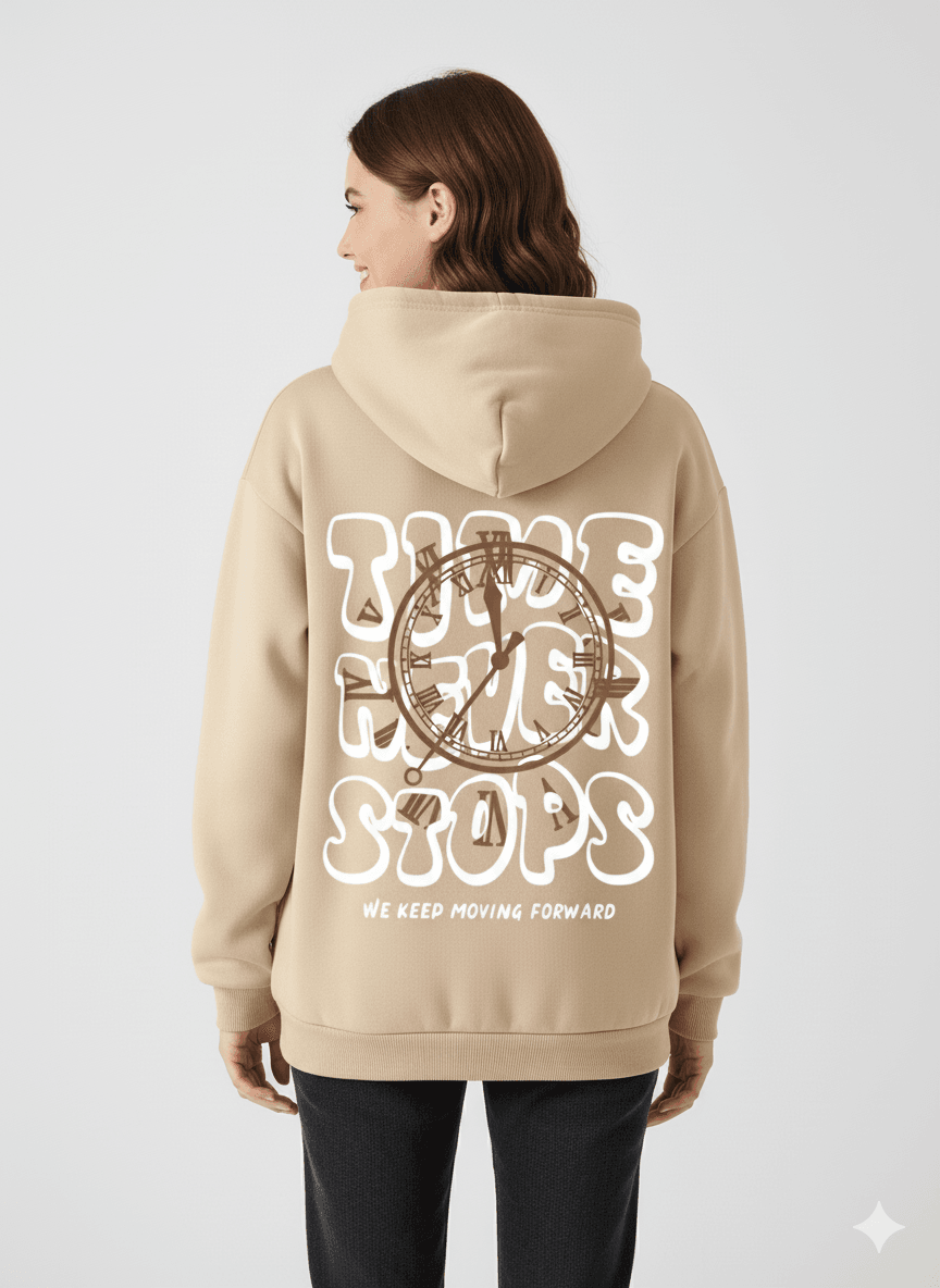 Tan/Beige Women's Oversized Hooded Sweatshirt - Befaltu