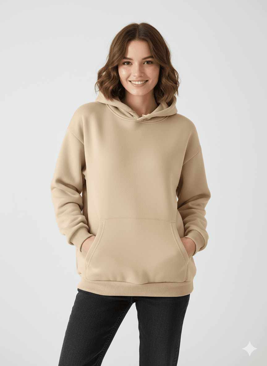 an/Beige Women's Oversized Fit Crew-Neck T-Shirt - Befaltu
