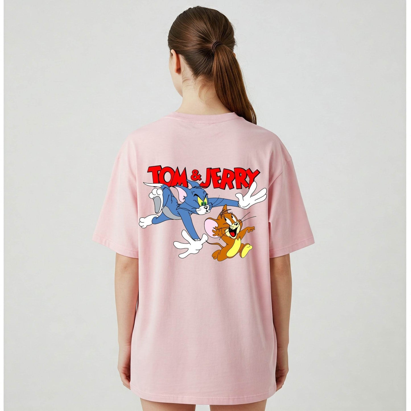 Tom & Jerry Women's T-shirt | Pink Cartoon Tee - Befaltu