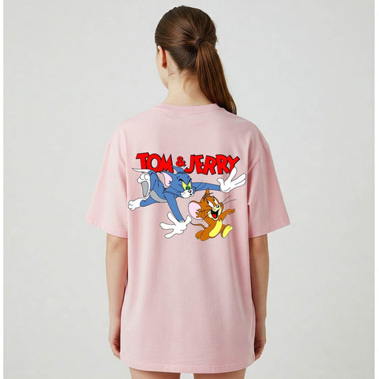 Tom & Jerry Women's T-shirt | Pink Cartoon Tee - Befaltu
