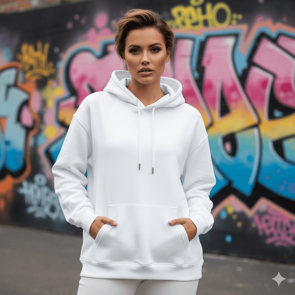 White Women's Oversized Fit Hooded Sweatshirt - Befaltu