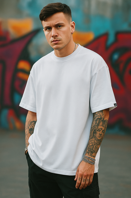 White Oversized Men's Cotton T-Shirt Befaltu