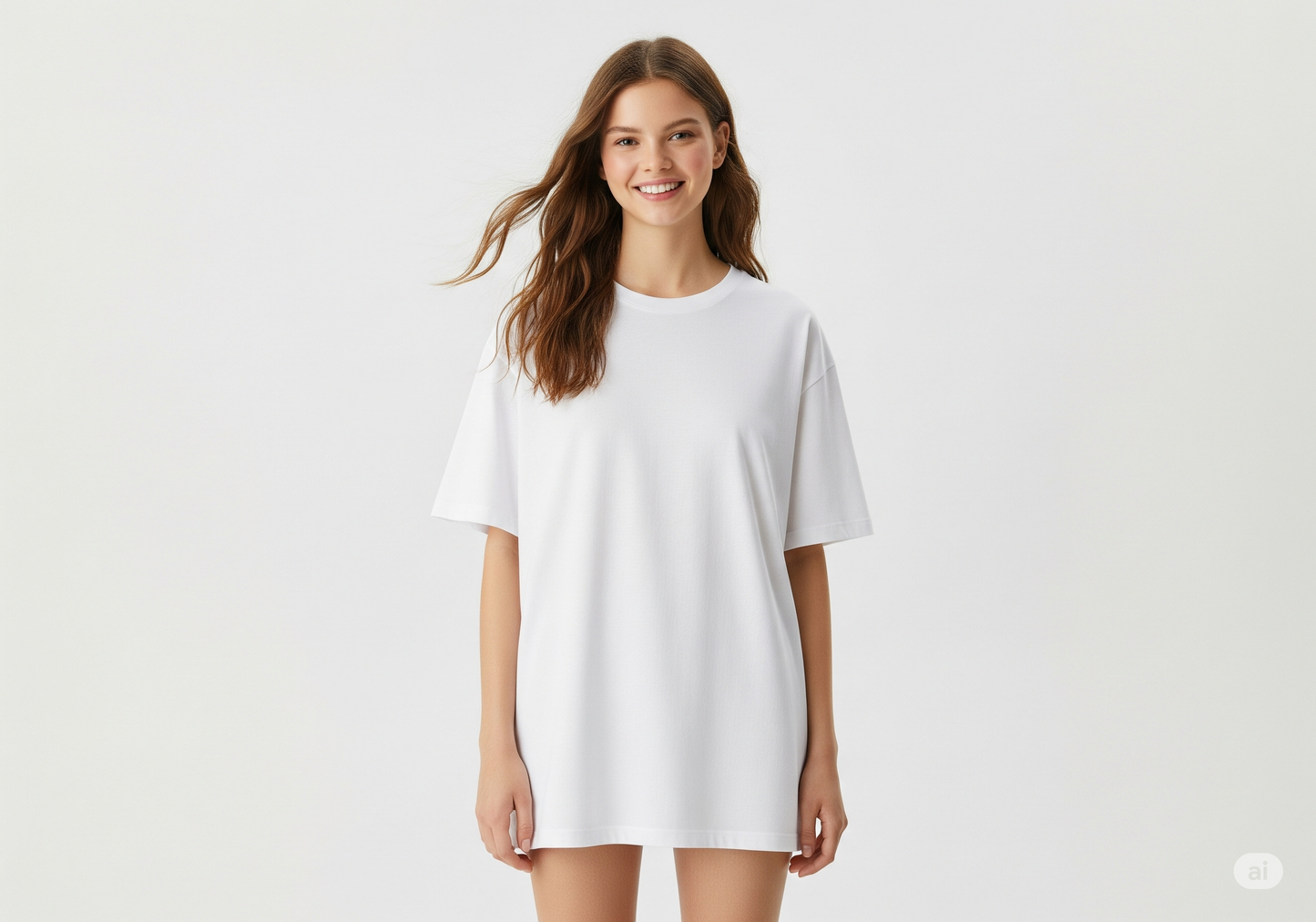 White Women's Oversized Fit Crew-Neck T-Shirt - Essential Comfort Tee