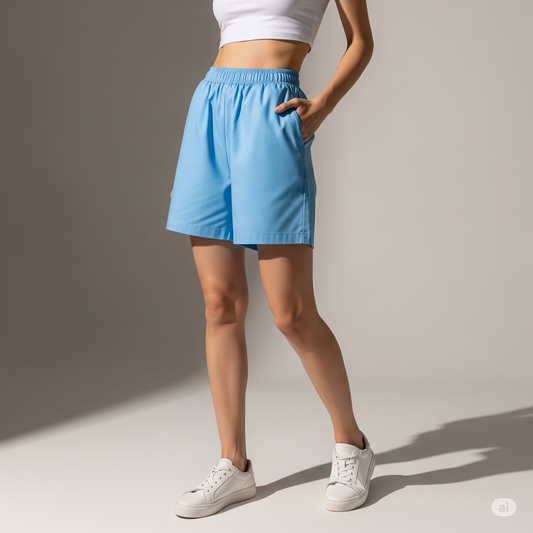 Women's Sky Blue  Casual Shorts | Loose Fit Athleisure Shorts | Befaltu