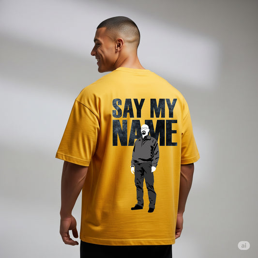 Yellow "Say My Name" Walter White Inspired Oversized T-shirt - Befaltu (Men's TV Series Tee)